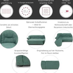 DOMO collection Ecksofa »SARAFINA 232x146 cm, auch mit Federkern für noch mehr Sitzkomfort!« whlw. mit Bettfunktion, L-Form