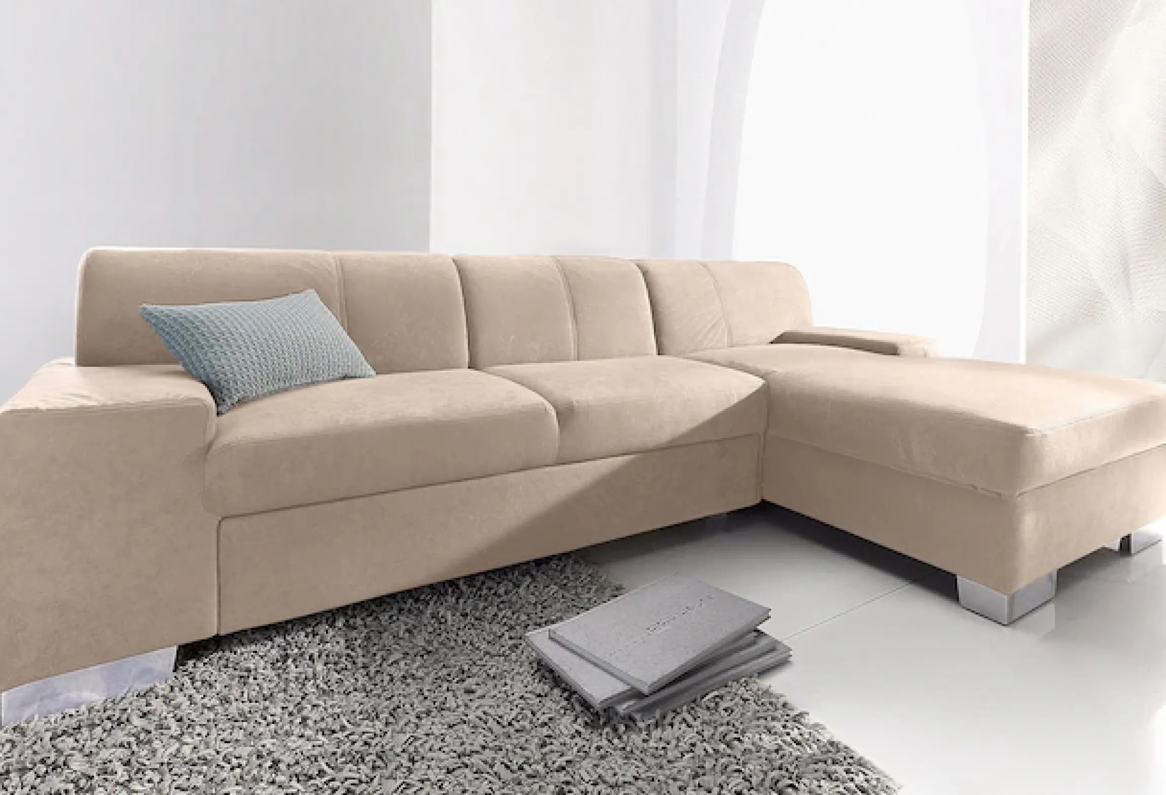 DOMO collection Ecksofa »Star, zeitlose Formensprache, elegante Optik, Breite 248cm, L-Form« wahlweise mit Bettfunktion