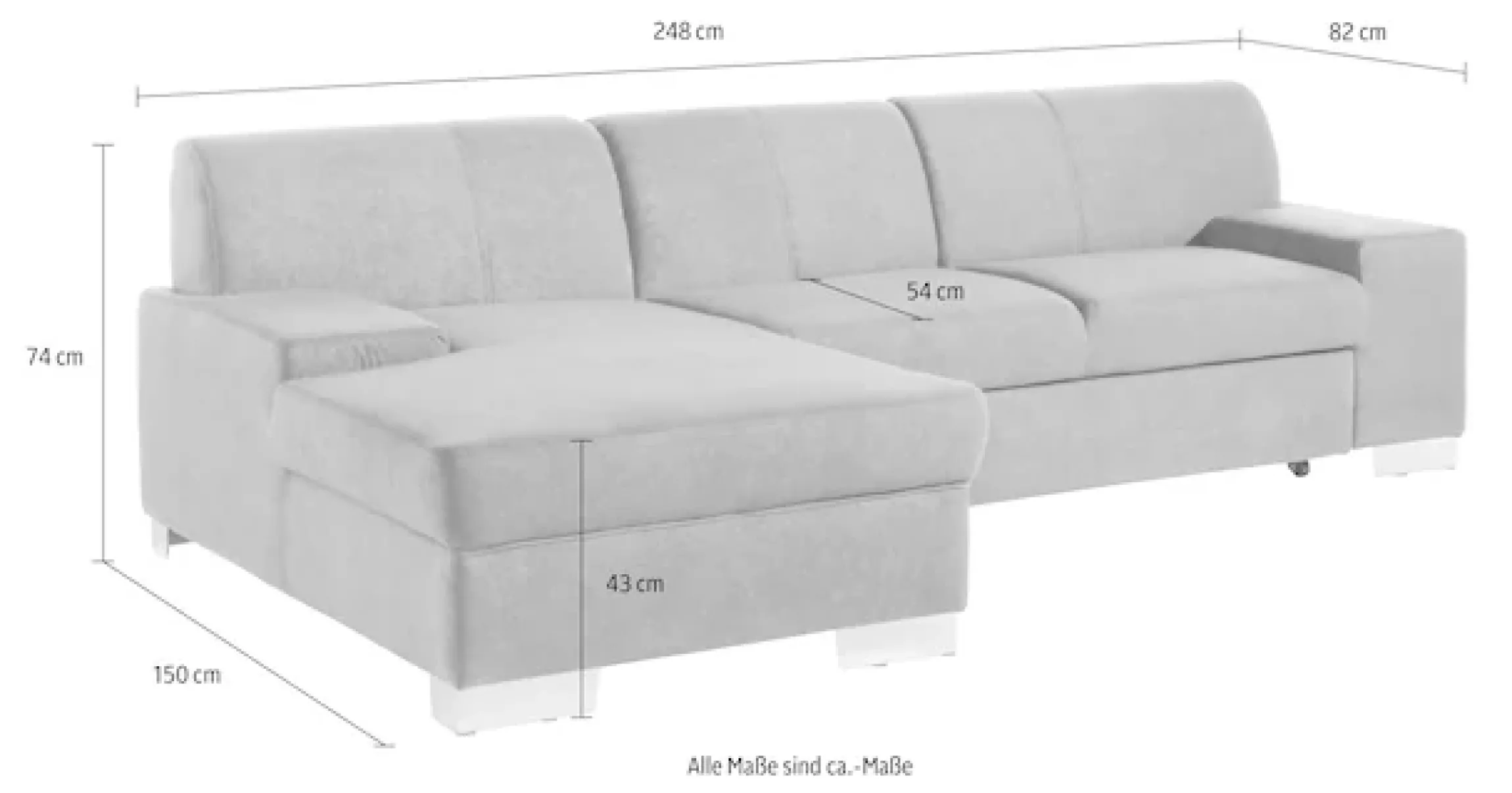 DOMO collection Ecksofa »Star, zeitlose Formensprache, elegante Optik, Breite 248cm, L-Form« wahlweise mit Bettfunktion
