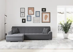 DOMO collection Ecksofa »TREVISO viele Bezüge, auch in Cord, L-Form, 267x178 cm« wahlw. mit Bettfunktion, inkl. Zierkissen, Unser Dauertiefpreis