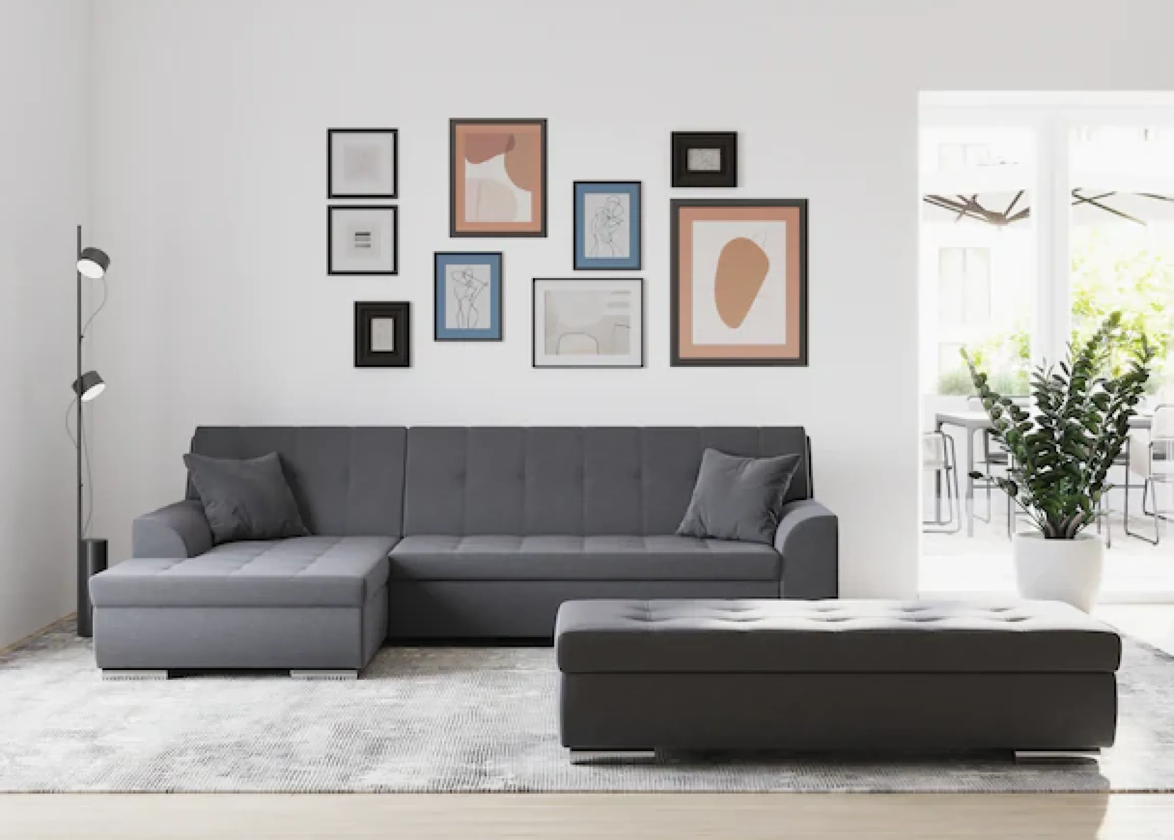 DOMO collection Ecksofa »TREVISO viele Bezüge, auch in Cord, L-Form, 267x178 cm« wahlw. mit Bettfunktion, inkl. Zierkissen, Unser Dauertiefpreis