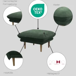 DOMO collection Hocker »Leuven« angenehm feste Polsterung, bodenfrei, 19 cm hohe Holzfüße