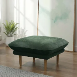 DOMO collection Hocker »Leuven« angenehm feste Polsterung, bodenfrei, 19 cm hohe Holzfüße