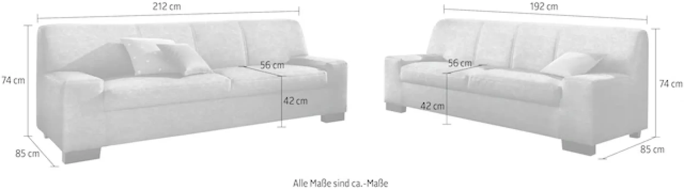 DOMO collection Polstergarnitur »Norma kubisch und zeitlos« Set, 2 Stk. tlg. bestehend aus je einem 2- und 3-Sitzer