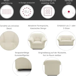 DOMO collection Polstergarnitur »Pegnitz zeitlos und elegant« Set,Sessel und 3-Sitzer