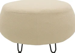 DOMO collection Polsterhocker »Poika, auf hohen Füßen« Polsterhocker rund und schön, Bezug Fellimitat, Durchmesser 78 cm