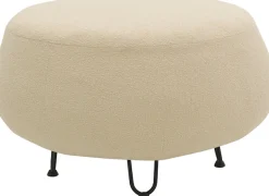 DOMO collection Polsterhocker »Poika, auf hohen Füßen« Polsterhocker rund und schön, Bezug Fellimitat, Durchmesser 78 cm