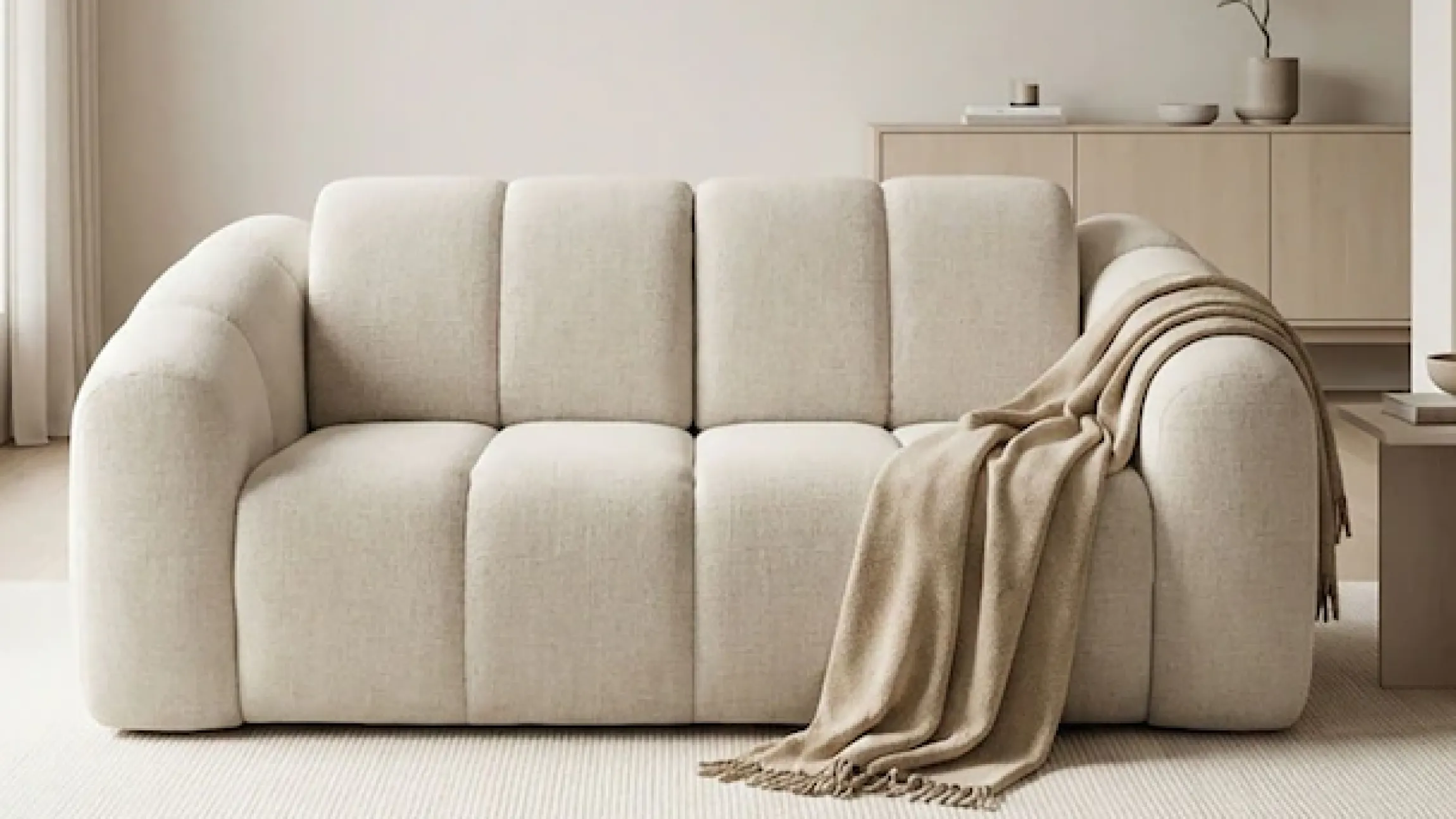 DOMO collection Schlafsofa »Lymra, 192 cm breit, organische Form mit vertikalen Absteppungen« Mit Schlaffunktion