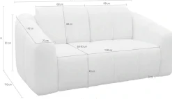 DOMO collection Schlafsofa »Lymra, 192 cm breit, organische Form mit vertikalen Absteppungen« Mit Schlaffunktion