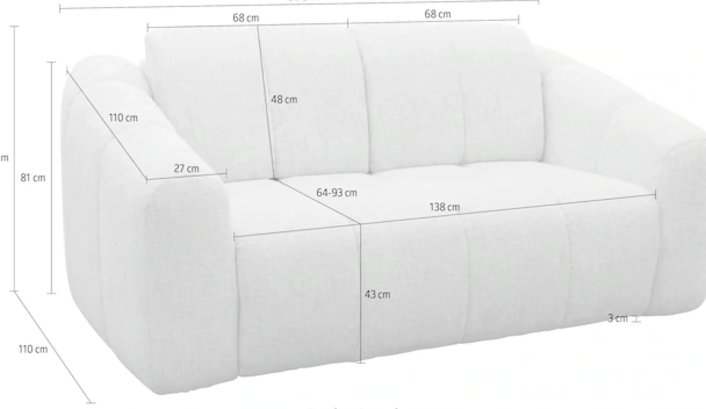 DOMO collection Schlafsofa »Lymra, 192 cm breit, organische Form mit vertikalen Absteppungen« Mit Schlaffunktion