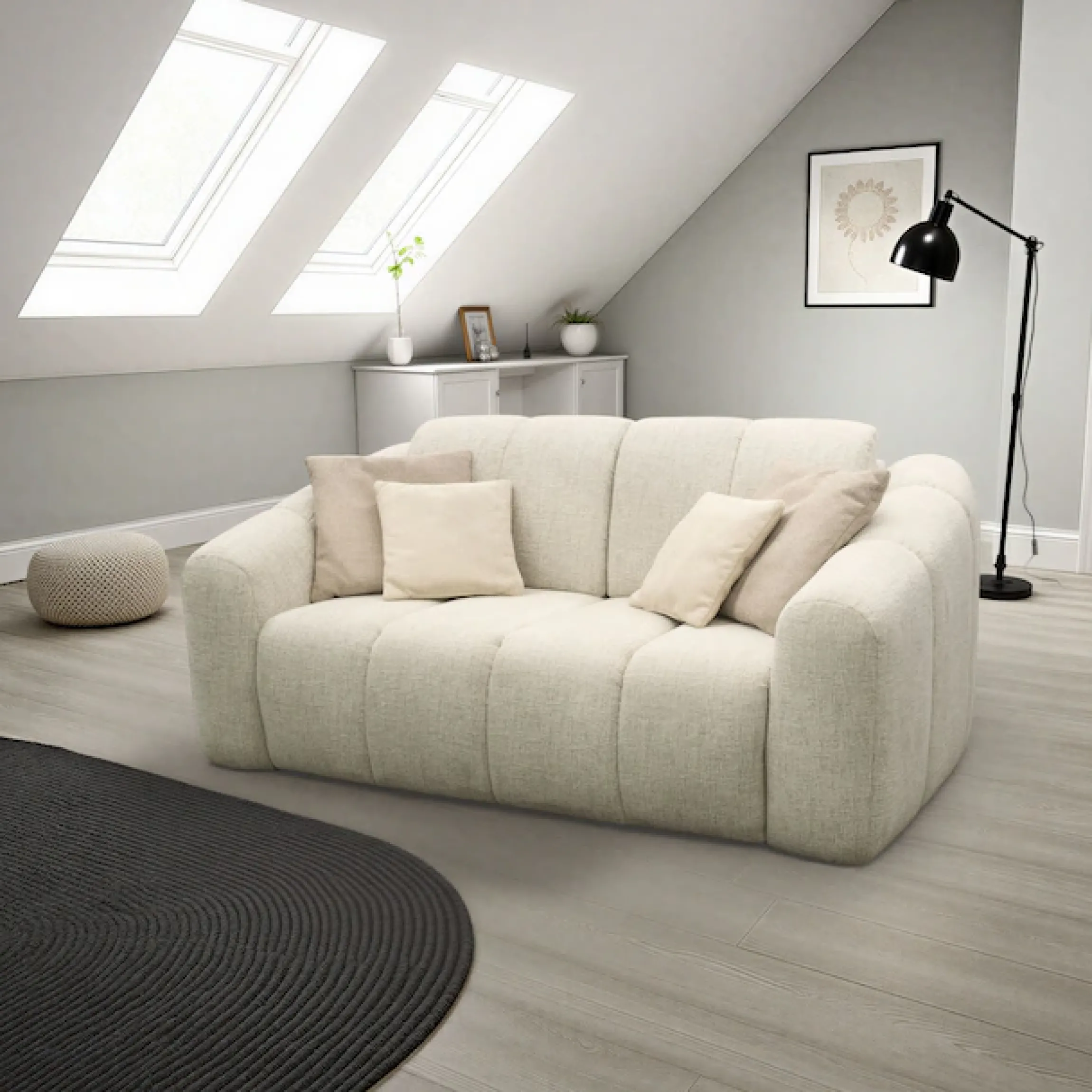 DOMO collection Schlafsofa »Lymra, 192 cm breit, organische Form mit vertikalen Absteppungen« Mit Schlaffunktion