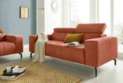DOMO collection 2-Sitzer »Cunelli , moderne Sitznähte als Designelement, fester Sitzkomfort« whlw. verstellbare Kopfteile, passend für gängige Saugroboter