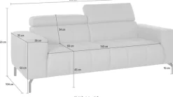 DOMO collection 2-Sitzer »Cunelli , moderne Sitznähte als Designelement, fester Sitzkomfort« whlw. verstellbare Kopfteile, passend für gängige Saugroboter