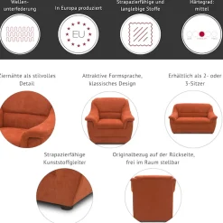 DOMO collection 2-Sitzer »Lale formschönes und komfortables Sofa, zeitlos und elegant« optimal für kleinere Räume