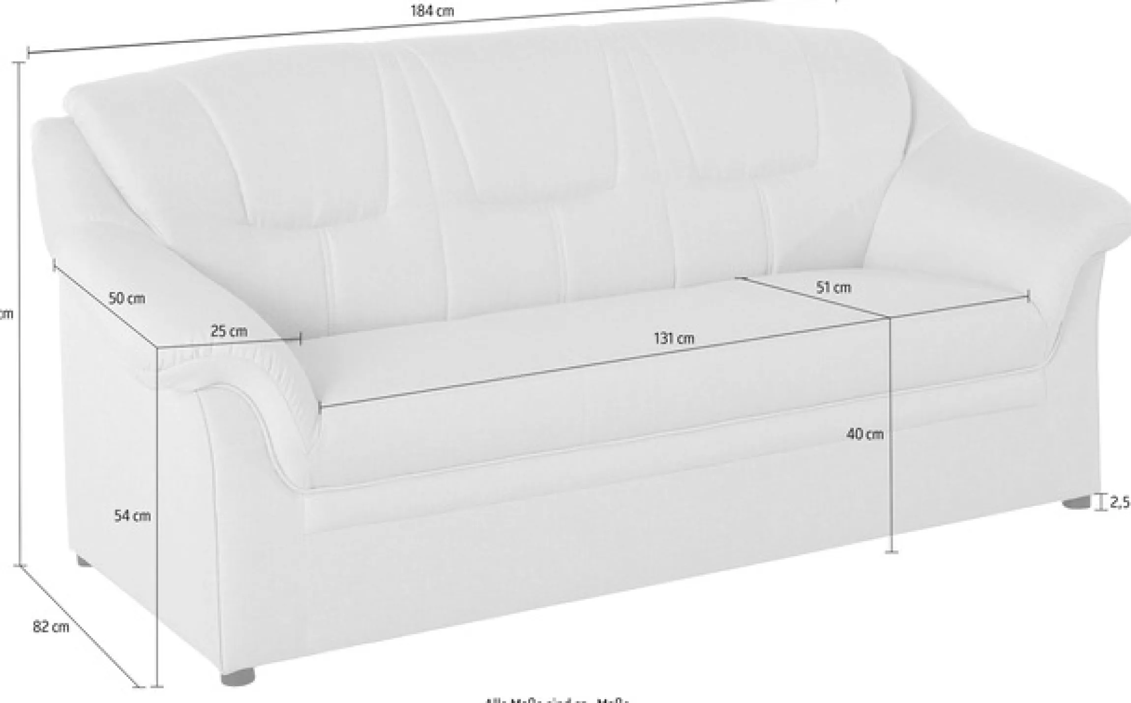 DOMO collection 2,5-Sitzer »Mezia kompakt für kleine Räume, Breite 184cm, komfortabel und zeitlos,«