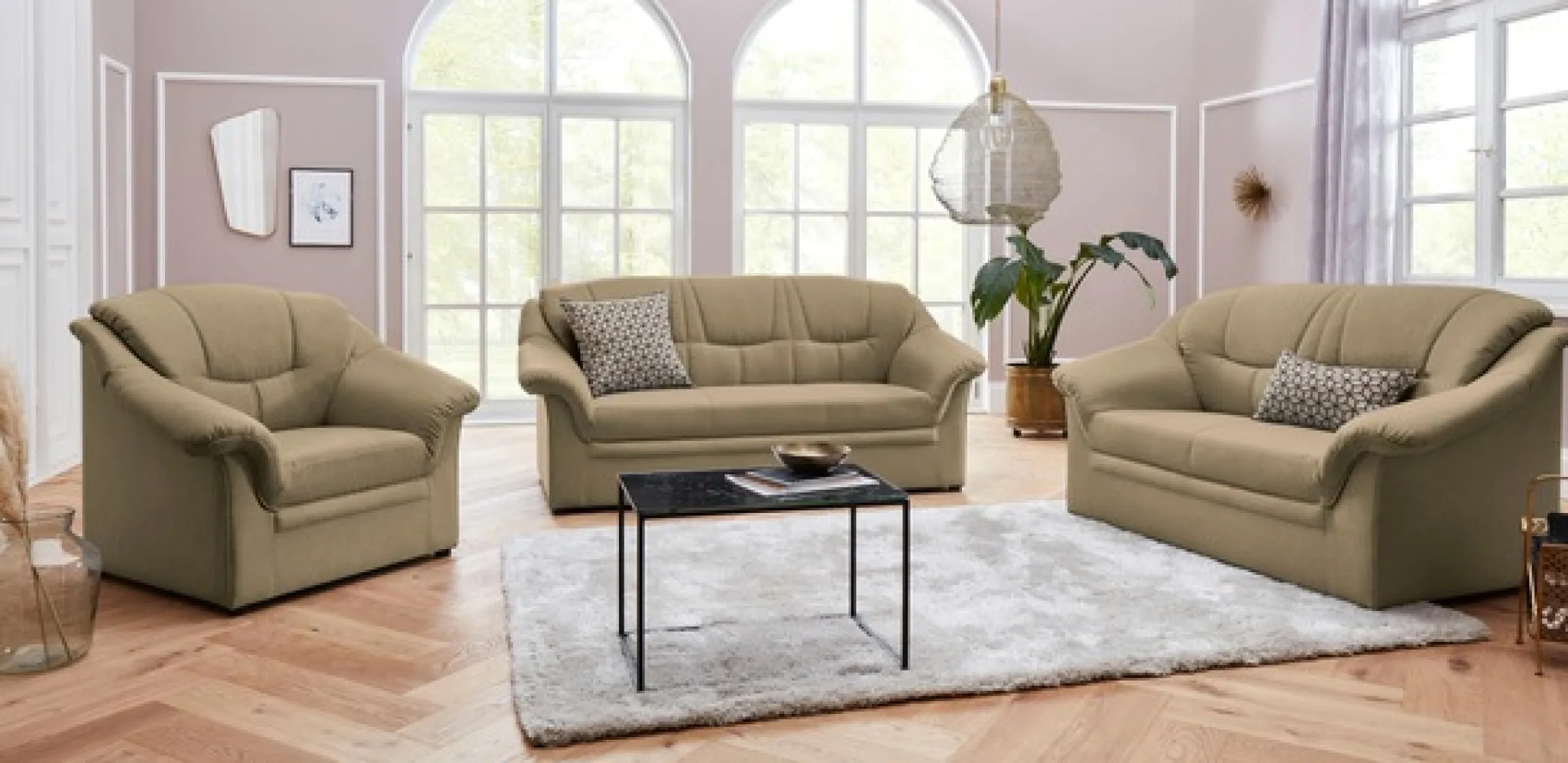 DOMO collection 2,5-Sitzer »Mezia kompakt für kleine Räume, Breite 184cm, komfortabel und zeitlos,«