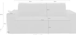 DOMO collection 2-Sitzer »Nerio, 207 cm breit, minimalistisch, modern, formatabile Polsterung« Ausziehbar, Schlaffunktion