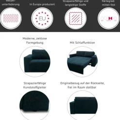 DOMO collection 2-Sitzer »Nerio, 207 cm breit, minimalistisch, modern, formatabile Polsterung« Ausziehbar, Schlaffunktion