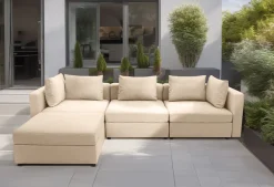 DOMO collection 3-Sitzer »Solskin, individuell erweiterbar/kombinierbar« mit losen Kissen. Rücken- und Seitenteile als Stecksystem.