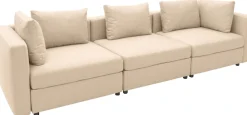 DOMO collection 3-Sitzer »Solskin, individuell erweiterbar/kombinierbar« mit losen Kissen. Rücken- und Seitenteile als Stecksystem.