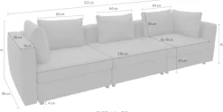 DOMO collection 3-Sitzer »Solskin, individuell erweiterbar/kombinierbar« mit losen Kissen. Rücken- und Seitenteile als Stecksystem.