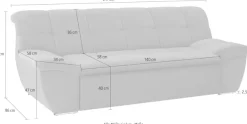 DOMO collection 2-Sitzer »SPLASH Breite 211 cm, moderne Sitz- und Rückensteppung, komfortabel« flache Armlehnen zum Entspannen