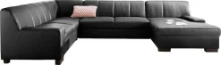 DOMO collection Wohnlandschaft »Norma, Kunstleder-Bezug, viel Platz, zeitlos & elegant, Breite 329cm« extrabreite Armlehnen, U-Form, wahlweise mit Bettfunktion