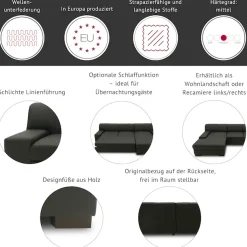 DOMO collection Wohnlandschaft »Norma, Kunstleder-Bezug, viel Platz, zeitlos & elegant, Breite 329cm« extrabreite Armlehnen, U-Form, wahlweise mit Bettfunktion
