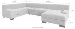 DOMO collection Wohnlandschaft »Norma, Kunstleder-Bezug, viel Platz, zeitlos & elegant, Breite 329cm« extrabreite Armlehnen, U-Form, wahlweise mit Bettfunktion