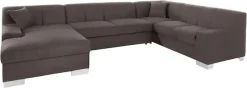 DOMO collection Wohnlandschaft »Bero, elegant und zeitlos, flacheArmlehnen, Breite 328cm, U-Form« fester Sitzkomfort, wahlweise mit Bettfunktion