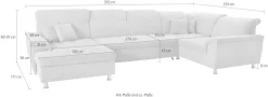 DOMO collection Wohnlandschaft »FRANZI mit Kopfteilverstellung, U-Form mit viel Platz, bequem« XXL-Sofa, U-Form, belastbar bis 140kg/Sitz, graphite, Breite: 352cm