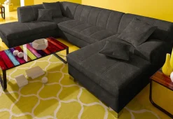 DOMO collection Wohnlandschaft »TURAH 297x195x75 cm, moderne Steppung« whlw. mit Bettfunktion, U-Form