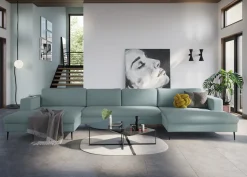 DOMO collection Wohnlandschaft »Modica U-Form aktuelles, kubisches Design mit 2 Recamieren, viel Platz« XXL, auch in Cord, Fußhöhe passend für gängige Saugroboter!