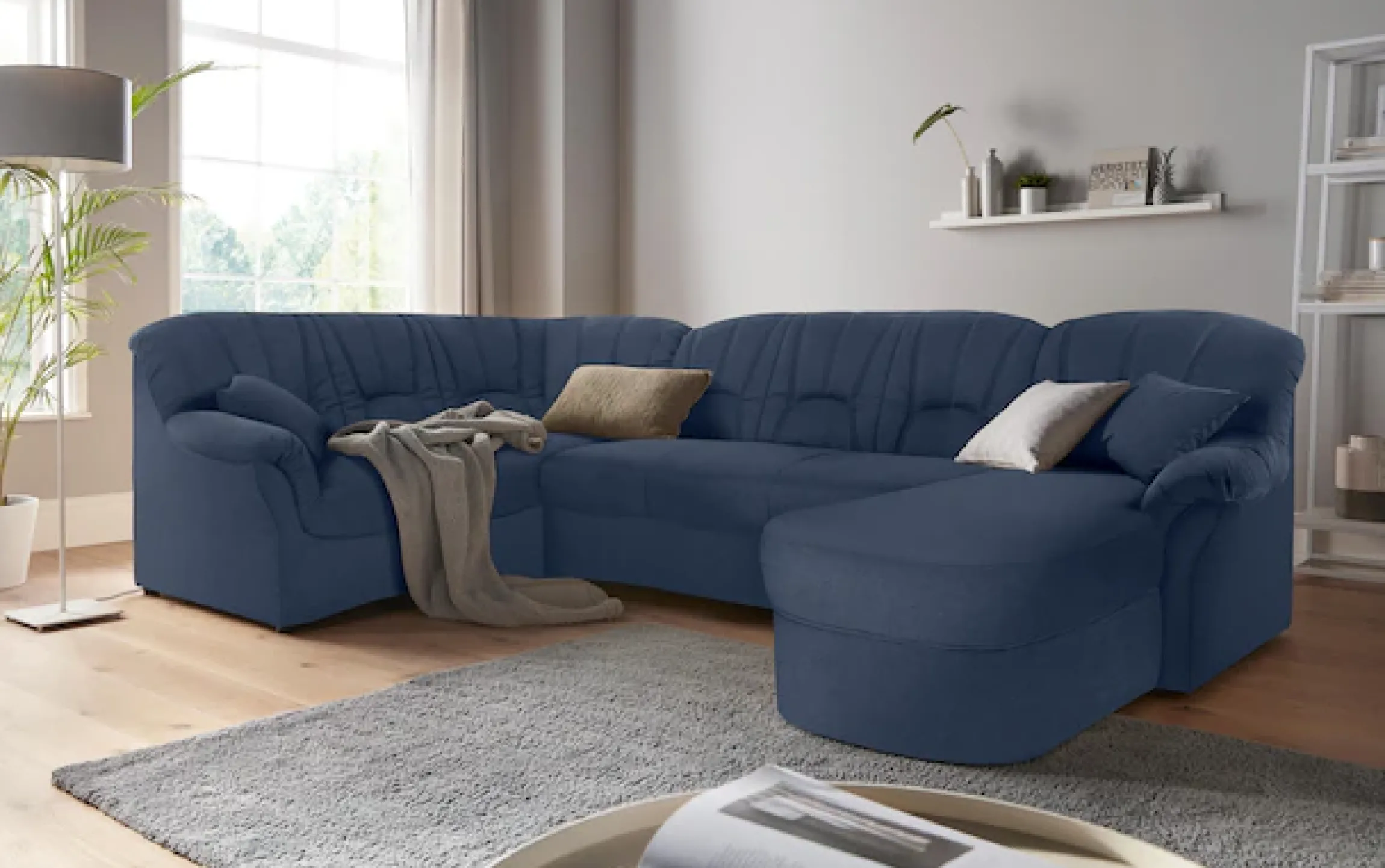 DOMO collection Wohnlandschaft »Bahia mit viel Platz, zeitloses Design, U-Form« wahlweise mit Bettfunktion