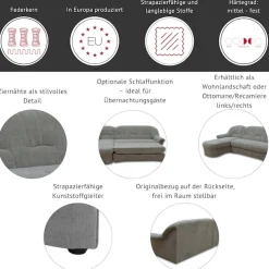 DOMO collection Wohnlandschaft »Bahia mit viel Platz, zeitloses Design, U-Form« wahlweise mit Bettfunktion