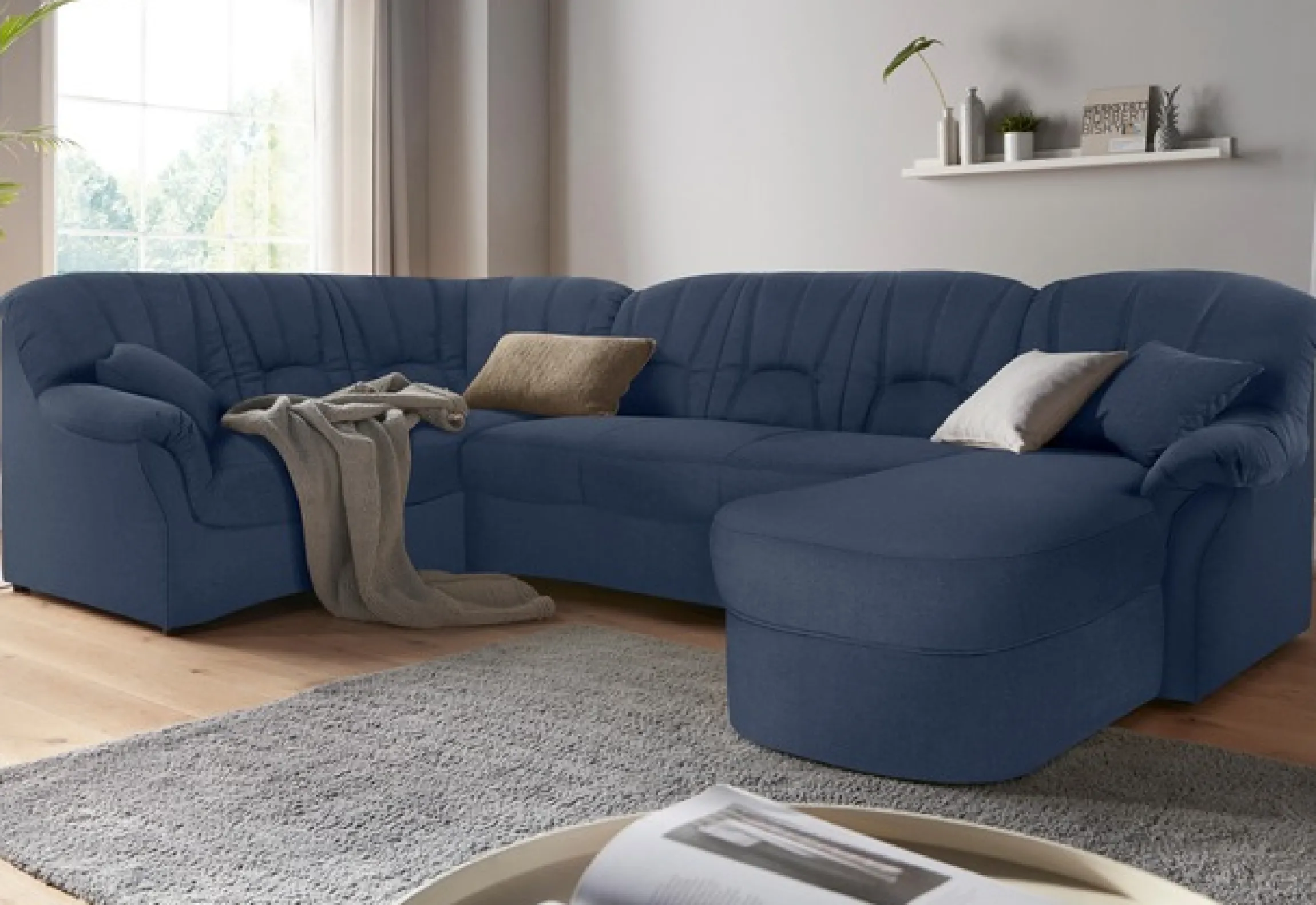 DOMO collection Wohnlandschaft »Bahia mit viel Platz, zeitloses Design, U-Form« wahlweise mit Bettfunktion