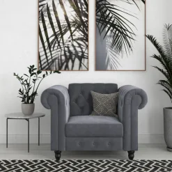 Dorel Home Chesterfield-Sessel »Felix« mit Rückenlehne 3-fach verstellbar, Beine Massivholz, Sitzhöhe 46 cm