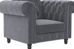 Dorel Home Chesterfield-Sessel »Felix« mit Rückenlehne 3-fach verstellbar, Beine Massivholz, Sitzhöhe 46 cm