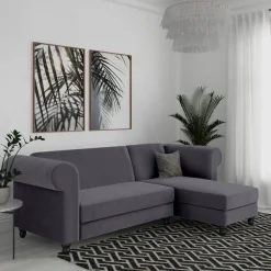 Dorel Home Ecksofa »Felix II, L-Form, Schlafsofa 241cm (Liegefl. 108/195 cm),« verstellb. Rückenlehne, Recamiere wechselbar, Cord