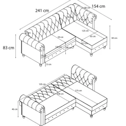 Dorel Home Ecksofa »Felix II, L-Form, Schlafsofa 241cm (Liegefl. 108/195 cm),« verstellb. Rückenlehne, Recamiere wechselbar, Cord