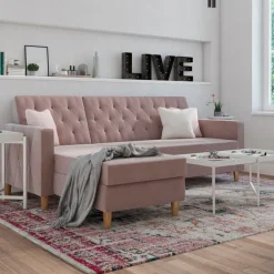 Dorel Home Ecksofa »Liberty, L-Form,« mit Schlafffunktion, Recamiere beidseitig montierbar, Sitzhöhe 43 cm