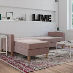 Dorel Home Ecksofa »Liberty, L-Form,« mit Schlafffunktion, Recamiere beidseitig montierbar, Sitzhöhe 43 cm