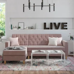 Dorel Home Ecksofa »Liberty, L-Form,« mit Schlafffunktion, Recamiere beidseitig montierbar, Sitzhöhe 43 cm