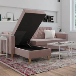 Dorel Home Ecksofa »Liberty, L-Form,« mit Schlafffunktion, Recamiere beidseitig montierbar, Sitzhöhe 43 cm
