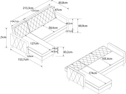 Dorel Home Ecksofa »Liberty, L-Form,« mit Schlafffunktion, Recamiere beidseitig montierbar, Sitzhöhe 43 cm