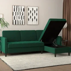 Dorel Home Ecksofa »Presley, L-Form,« Ecksofa mit Bett-Funktion und Stauraum, verstellbare Rückenlehne