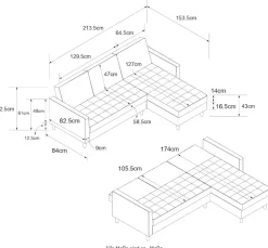 Dorel Home Ecksofa »Presley, L-Form,« Ecksofa mit Bett-Funktion und Stauraum, verstellbare Rückenlehne