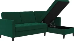 Dorel Home Ecksofa »Presley, L-Form,« Ecksofa mit Bett-Funktion und Stauraum, verstellbare Rückenlehne
