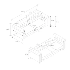 Dorel Home 3-Sitzer »Felix, Schlafsofa 236 cm, (Liegefläche 108x190cm), Rückenlehne« 3-fach verstellbar, Velours, Kunstleder, Luxus-Microfaser Vintage