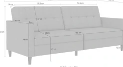 Dorel Home 3-Sitzer »Hartford II« Bettfunktion, Rückenlehne 2-teilig, 3-fach verstellbar, Sitzhöhe 43 cm
